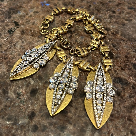 J Crew Necklace Rhinestone Gold Metal Vintage